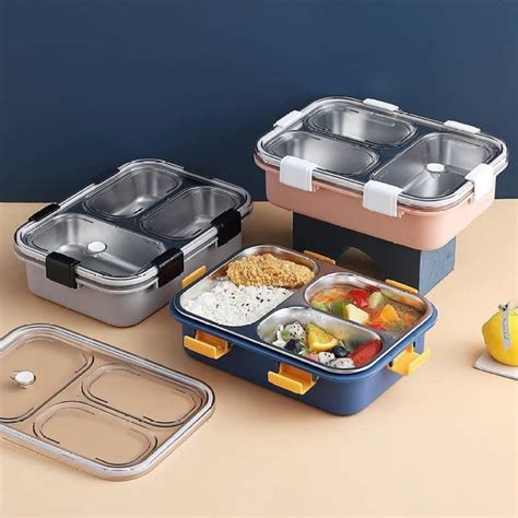 3 compartment stainless steel lunch box|large lunch box with compartments.